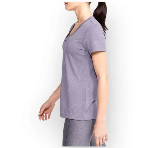 Under Armour Women's Tech V-neck Marble Jacquard Top - Purple Haze Extra Small - Picture 2 of 7